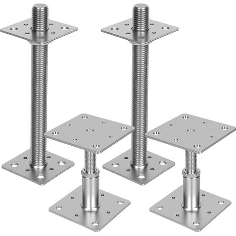 Randaco Soporte de poste regulable en altura para terraza, pérgola y valla 30-250 mm Plata 2 unidades
