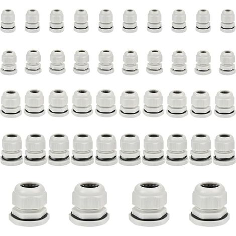 Pièces Presse-étoupes Etanche, Presse étoupe Réglable, Glandes de Câbles, Réglable Presse-étoupe, Gris Etoupes Cable, M12, M16, M20, M25, M32