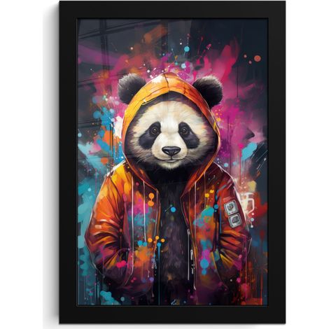 Framed Poster Panda - Jacket - Graffiti - Orange 20x30 cm (1/5)