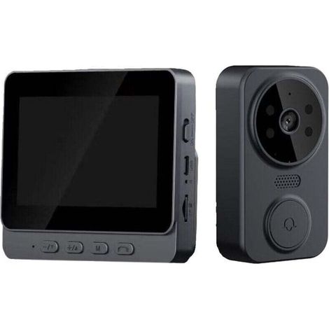 Sonnette vidéo de sécurité, caméra de sonnette vidéo WiFi, avec écran IPS de 10,9 cm, interphone vidéo bidirectionnel, caméra de sonnette sans fil-DOU