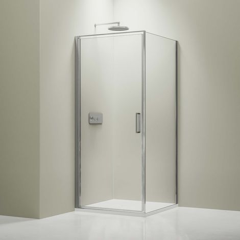 Mampara de ducha de esquina EX416S - 90 x 90 x 195 cm - con cristal de seguridad NANO de 6 mm. (1/5)