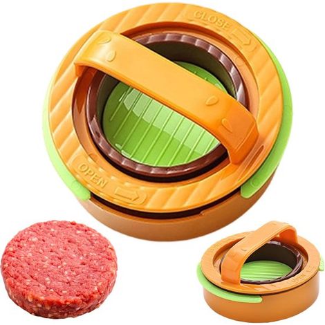 Pressa per hamburger di alta qualità, per creare polpette rotonde, pressa per hamburger per barbecue in giardino, struttura in alluminio con rivestimento antiaderente, ergonomica (1/5)