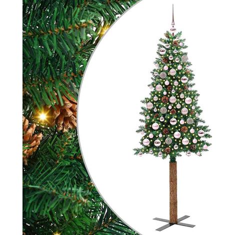 vidaXL Sapin de Noël mince Vert 180 cm PVC et bois de pin massif (1/5)