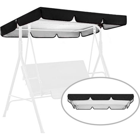 Auvent de remplacement pour balancelle de terrasse extérieure, housse imperméable pour balancelle de porche, housse pour hamac de jardin, auvent uniquement (noir, 164 x 114 x 15 cm) (1/5)