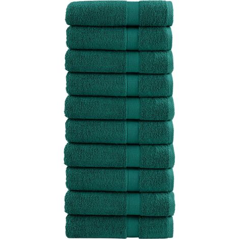 Serviettes de bain haut de gamme SOLUND, lot de 10, vertes, 100 x 150 cm, 600 g/m²