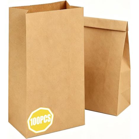 100 Petite Sachet Kraft Marron Alimentaire 21x12x7cm Pochette Cadeau (1/4)