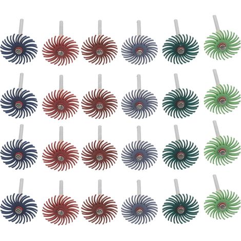 Alipis Kit de Disques à Lamelles Spiralées 1 Pouce avec Tige 3mm pour Polissage Précis de Bijoux et Métal, Finition Rapide de Surface avec Grains 80 à 2500 (1/4)