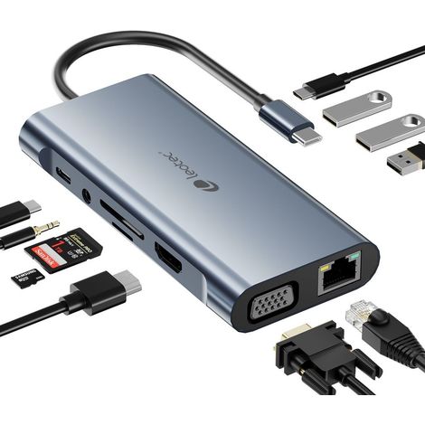 Hub USB LEOTEC LEDS01 Gris 100 W