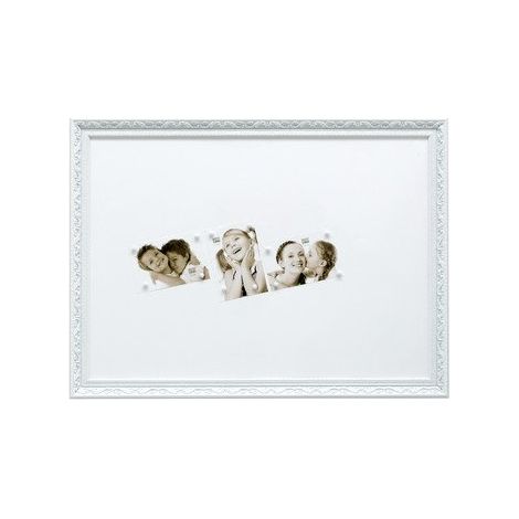 Cadre Photo Style Baroque avec Panneau Magnétique Résine Blanc 50 x 50 cm