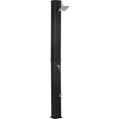 Douche solaire extérieure 40 L avec douche de pied et pommeau de douche effet pluie, température de l'eau jusqu'à 60 °C, matériel de fixation inclus, noire (1/5)