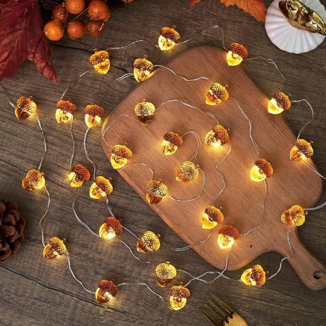 Guirlande Automne Lumineuse, 3 Mètres 30 LED Lumière avec des Glands D'automne, Décoration Lumineuses LED pour Automne Fêtes, Halloween, Thanksgiving (1/3)
