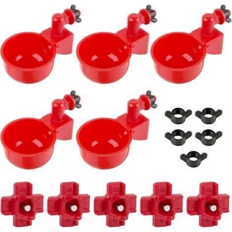 10pcs Abreuvoir Poulet Eau Tétine Poule avec Vis Volailles Distributeurs Automatique Buveur De Volaille Bol à Boire Plastique pour Poulet Canards Oiseaux (1/5)
