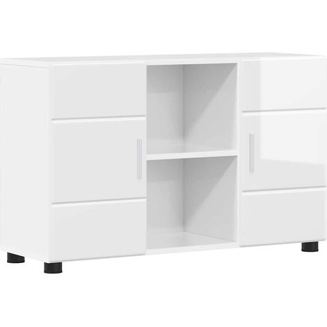 Sideboard/Anrichte/Buffet mit Regal FLORIN Hochglanz Weiß 88,5 x 30,5 x 55,5 cm LXWW584854 (1/5)