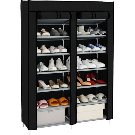 7-Tier Shoe Rack Shoe Storage Cabinet with Dust Cover for 28 Pairs Shoes, Shoe Rack Standing for Living Room Hallway Shoe Organiser with Dustproof Cover 128 x 89 x 27cm(Gray) (1/5)