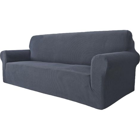 Housse extensible pour canapé 3 places avec accoudoirs – Protection contre les taches, les enfants et les poils d'animaux – Lavable, gris Extensible et lavable protège contre les taches, les enfants (1/5)