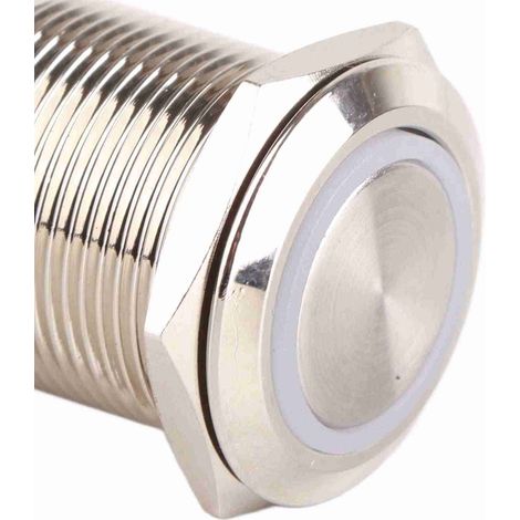 Interrupteur à Bouton Latch LED Lumière Blanche Imperméable IP65 Métal Inoxydable 19mm (1/5)
