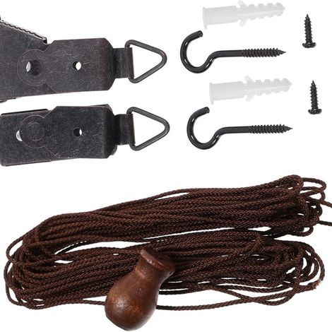 Ensemble de cordon de tirage marron rétro de 3 mètres, cordon anti-accrochage, bloque-poulie, accessoires pour stores vénitiens et romains à monter soi-même - Offre spéciale (1/5)