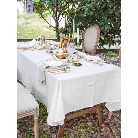 Cremefarbene Tischdecke, 100 % waschbare Baumwolle, ideal für Feste, Picknicks, Hochzeiten und DIY-Projekte, 180 x 140 cm (1/5)