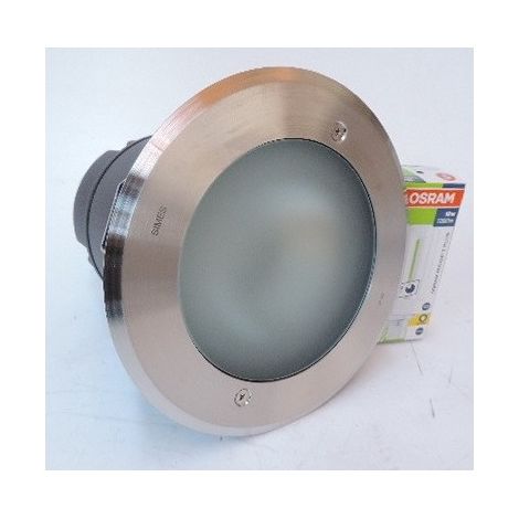 Plafonnier encastré fluo 1x18W Ø 210mm inox avec lampe GX24q-2 ballast 230V étanche IP65 ZIP DOWNLIGHT SIMES S.5843.19 (1/2)