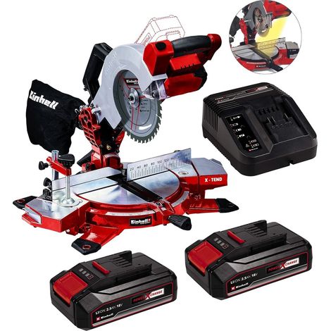 Einhell 18V 2x 2.5Ah 210mm Mitre Saw Set Battery Charger TE-MS18/210 Cordless (1/5)