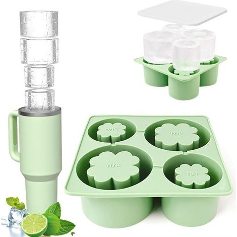 Inovra Plus – Silikon-Eiswürfelform mit Deckel – 4 Fächer – Für Cocktails und Whisky im Glas – BPA-frei (1/5)