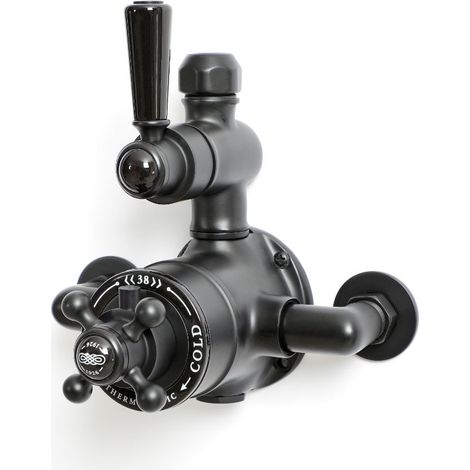 Milano Elizabeth Exposed Twin Thermostatic Mixer Shower Valve - Black (1/4)