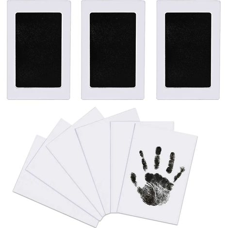 3 pièces Ensemble Empreinte de Bébé Empreinte de Main et de Pied Touch Clean Tampon encreur Empreinte de Main de Bébé La peau du bébé ne touche pas la couleur pour Baby Shower Cadeau de Famille