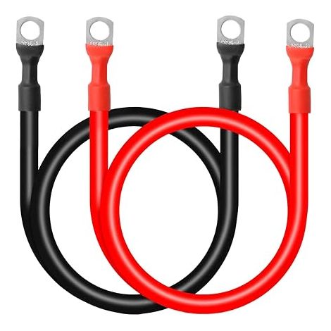 Battery Cable 35mm² 2AWG 100cm 12V Battery Cable with M8 Ring Terminals Suitable for Cars, Motorcycles, Solar Marine Applications (1/5)