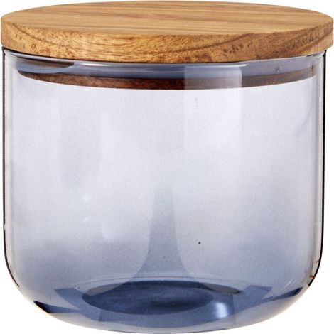 Barattolo in vetro con coperchio in legno 800 ml blu