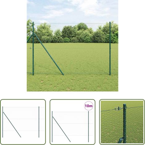 Poteau de clôture - Poteau de clôture. Vert 10 x 1,5 m (maille de 25 mm) (1/5)