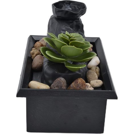 Haofy Fontaine à Eau USB 7 X 4,7 X 4,2 Pouces, Fontaine de Table éclairée par LED avec Roches de Rivière pour Bureau et Table de Nuit, Débit d'eau Doux et Effet de Lueur Douce, Taille Compacte pour