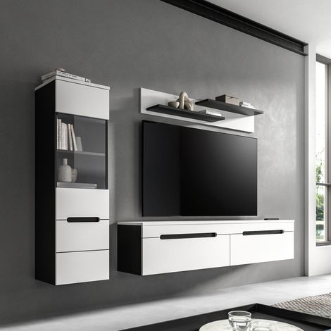 Ensemble salon 2 éléments décors blanc et anthracite - KANUT (1/5)