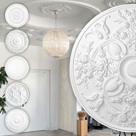 Rosone di stucco - Rosone da soffitto in schiuma dura PU, robusto - Hexim Perfect Series 1: B3004 - Ø 795 mm