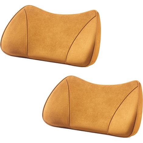 (Jaune, lot de 2) Rehausseur de siège auto 2 en 1 universel pour conducteur, coussin lombaire en mousse à mémoire de forme, coussin inclinable en suédine, hauteur de siège réglable (1/5)