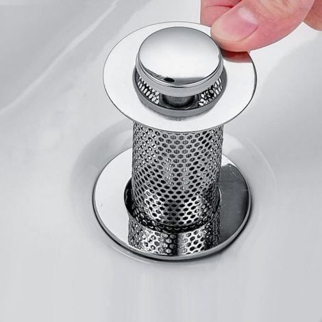 Ahlsen 2 Pièces Filtre à Evier en Acier Inoxydable Cuisine,33 × 50 mm Grille Douche, Bonde Evier Pop-Up en Noyau en Laiton, pour (1/4)