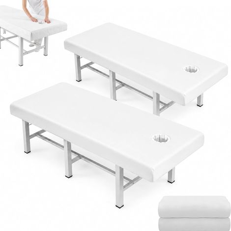 2 Stück Spannbezug für Massageliege, 80 x 190cm Wasserdicht und Ölbeständig Bezug für Massageliegen mit Loch, Waschbar Massageliege Bezug für Kosmetik-Tische und Therapie-Bänke (1/5)