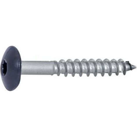 100 Vis de Façade Tête Cylindrique Extra Large Six Lobes 4.8 x 38 mm RAL 7016 Gris - Inox A2 - D-Work (1/5)
