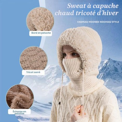 Cagoule Polaire Femme Hiver 2026 - Balaclava Multifonction, Masque de Ski Chaud, Bonnet Tricoté et Cache-Cou Thermique, Capuche pour Sports d'Extérieur et Activités Hivernales (1/5)