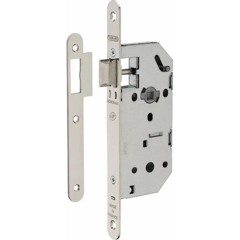 THIRARD - Serrure encastrable Monomax NF pour porte intérieure, axe 40mm, bouts ronds, têtière nickelée - THIRARD (1/3)