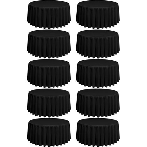 Lot de 10 sets de table ronds Noir 228 cm, lavables, résistants aux taches et aux plis