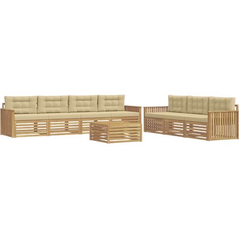 Outdoor Sofa Set 8 pcs White and Beige vidaXL (1/5)
