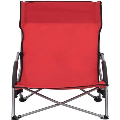 Chaise de jardin pliable rouge, chaise de plage en tissu Oxford et structure en acier, idéale pour extérieur et bord de mer (1/4)