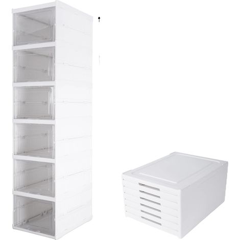 Armoire de rangement pour chaussures, design pliable et empilable, couleur blanche (1/2)
