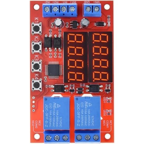 Module de relais temporisé réglable, programmable, 2 voies CA (1/5)