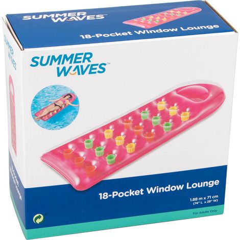 Summer Waves Luftmatratze 18-Pocket Lounge mit Sichtfenster - Rosa (1/4)