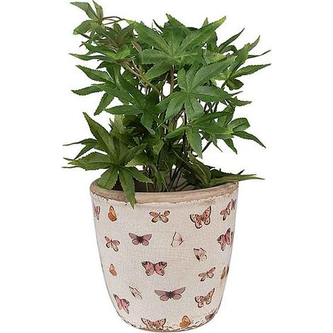 Pot de fleurs beige rose céramique 16x16x16cm (1/3)