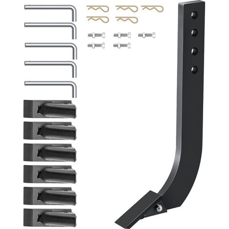 VEVOR Asta per aratura con lama a scatola 464 x 209 mm asta per raschietto scarificatore 5 pezzi Asta per ripper a 4 fori con denti e perni conici rimovibili per sostituzione, scavo, aratura