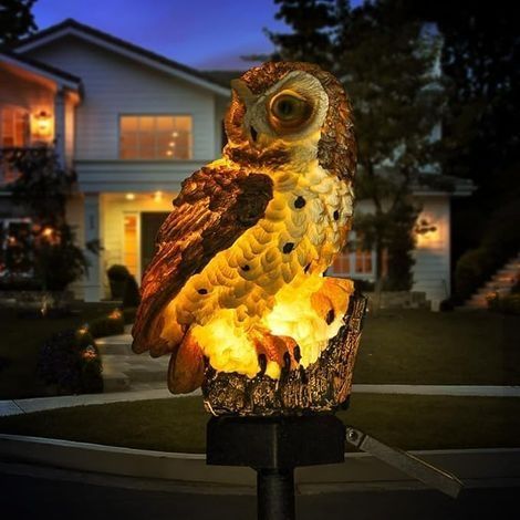 Solaire Lampe de Pelouse Hibou, Décoration Jardin Extérieure, Lumière Automatique Imperméable pour Allée, Cour ou Terrasse Énergie Solaire Lamp (Noir) (1/5)