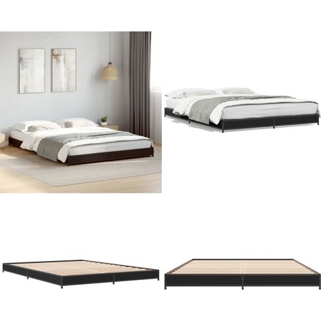 Bettgestell Schwarz 135x190 cm Holzwerkstoff und Metall - Bettesrahmen - Holzbettrahmen - Doppelbett - Boxspringbett - Bettkasten - Home & Living (1/5)
