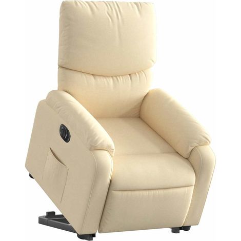 vidaXL Poltrona Alzapersona Reclinabile Elettrica Crema in Tessuto (1/5)